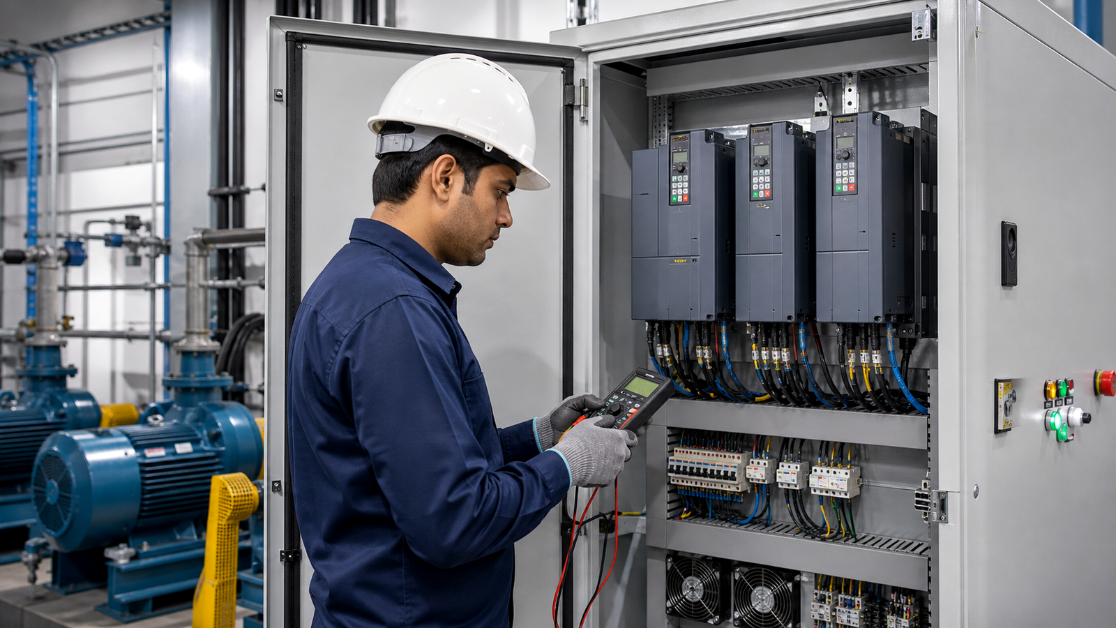 VFD Drive Fault Alert System Architecture and Inverter Telemetry Diagram