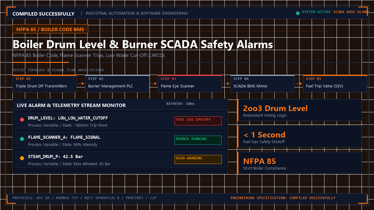 Boiler Drum Level & Burner SCADA Safety Alarms