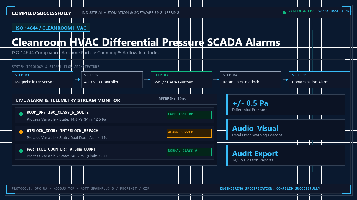 Cleanroom HVAC Differential Pressure SCADA Alarms