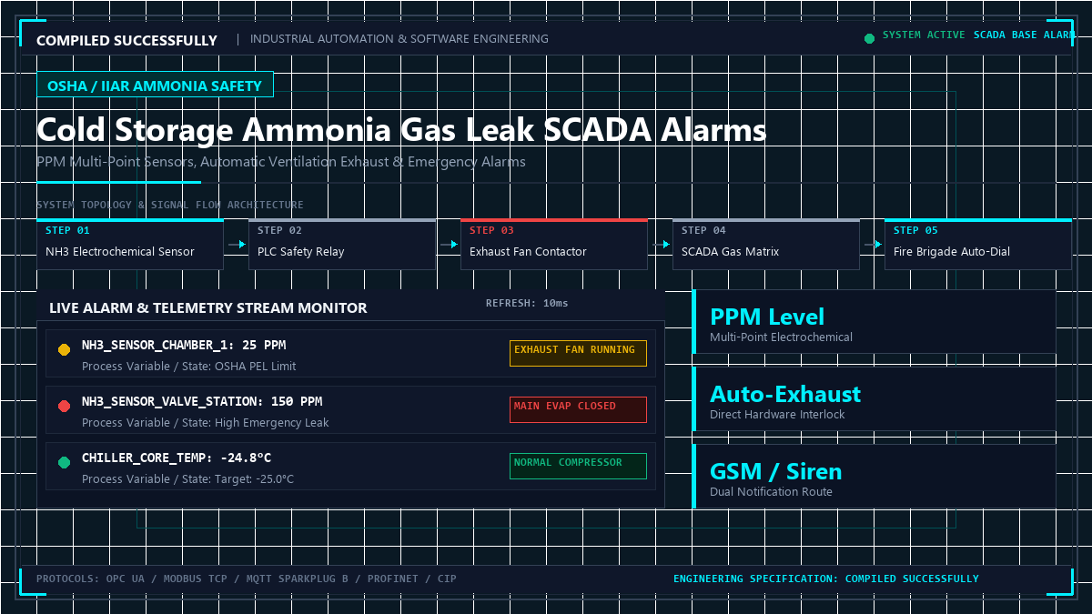 Cold Storage Ammonia Gas Leak SCADA Alarms