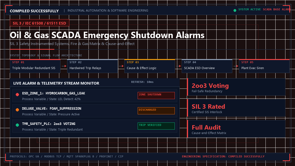 Oil & Gas SCADA Emergency Shutdown Alarms
