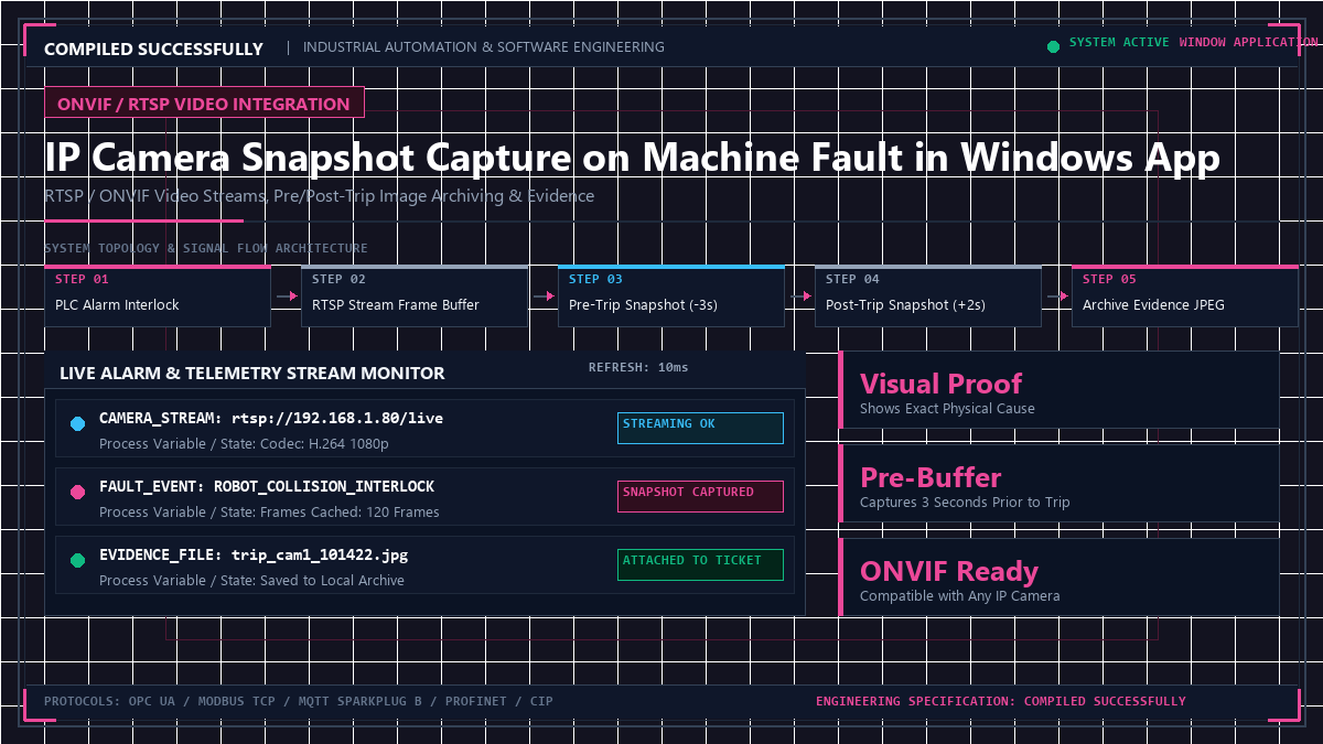 IP Camera Snapshot Capture on Machine Fault in Windows App