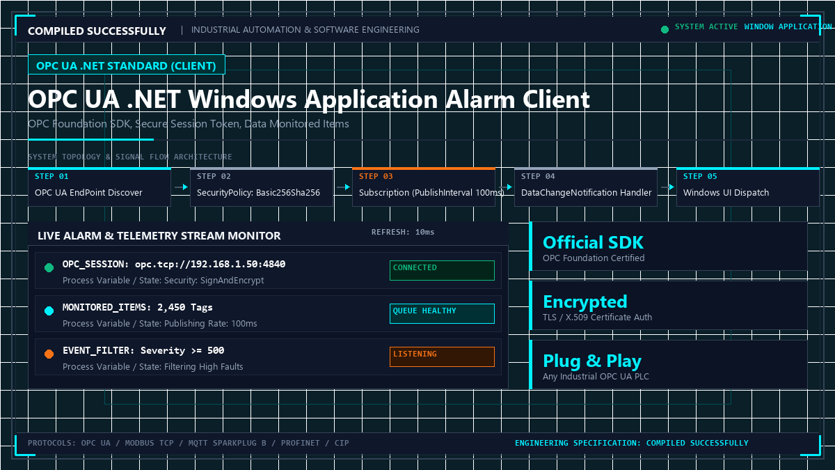 OPC UA .NET Windows Application Alarm Client