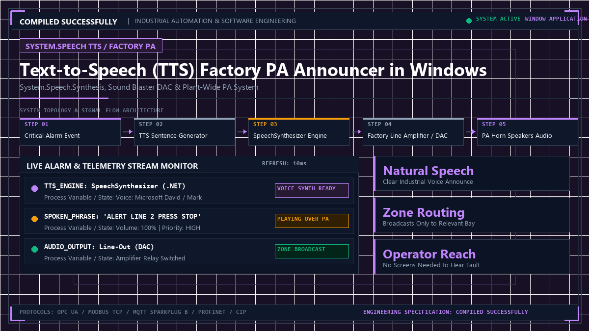 Text-to-Speech (TTS) Factory PA Announcer in Windows