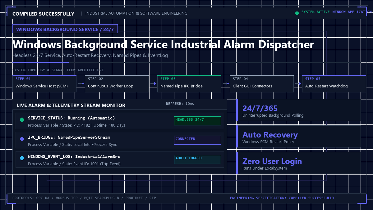 Windows Background Service Industrial Alarm Dispatcher