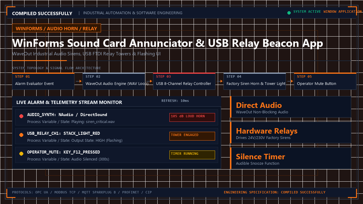 WinForms Sound Card Annunciator & USB Relay Beacon App